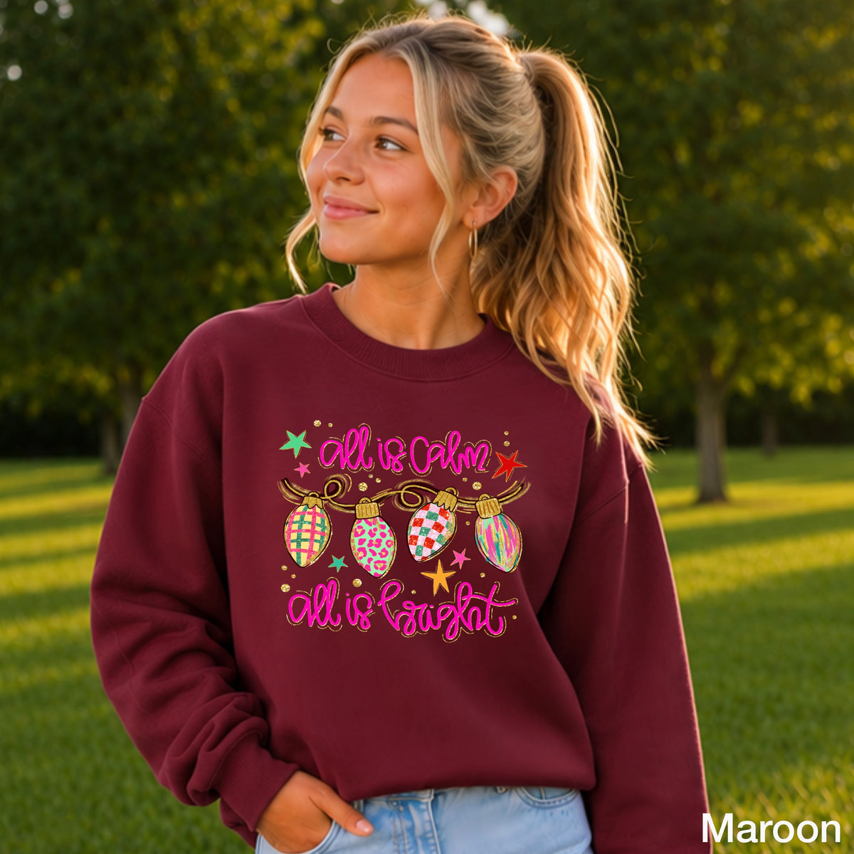 All Is Calm Christmas Youth Crewneck Sweatshirt