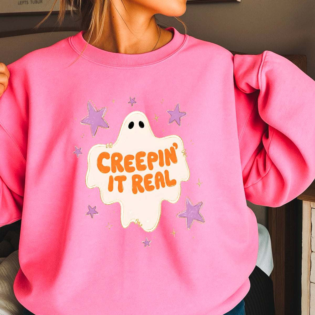 Creepin It Real Halloween Crewneck Sweatshirt