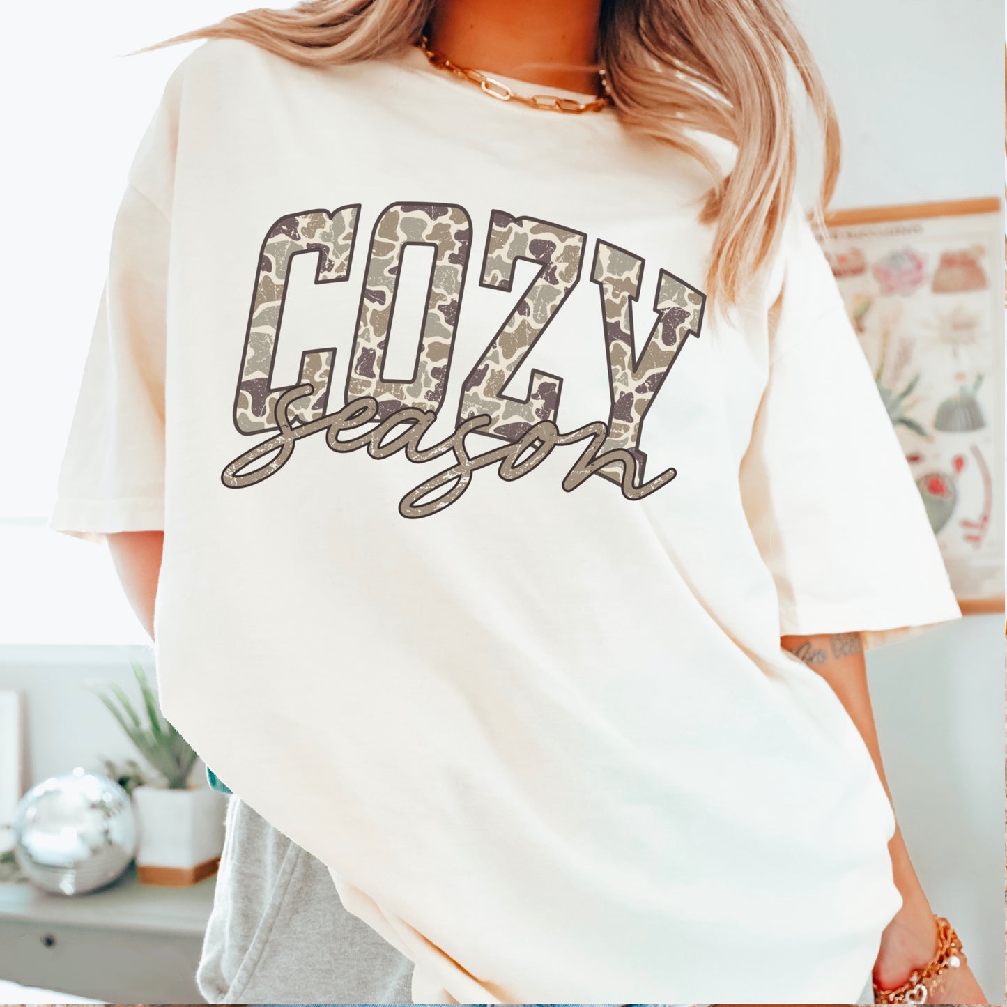 Camo Cozy Season Comfort Color Graphic Tee