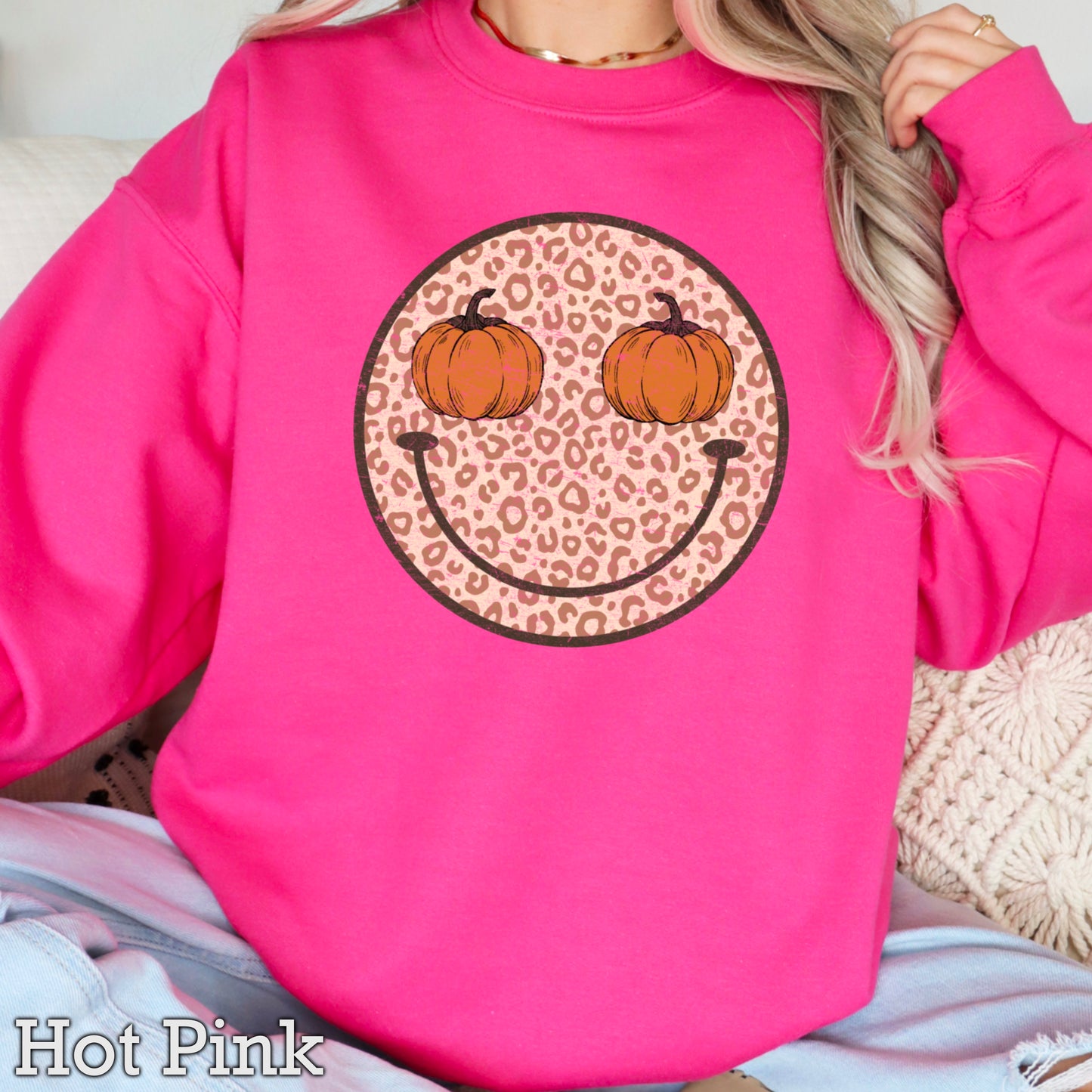 Leopard Face Pumpkin Crewneck Sweatshirt