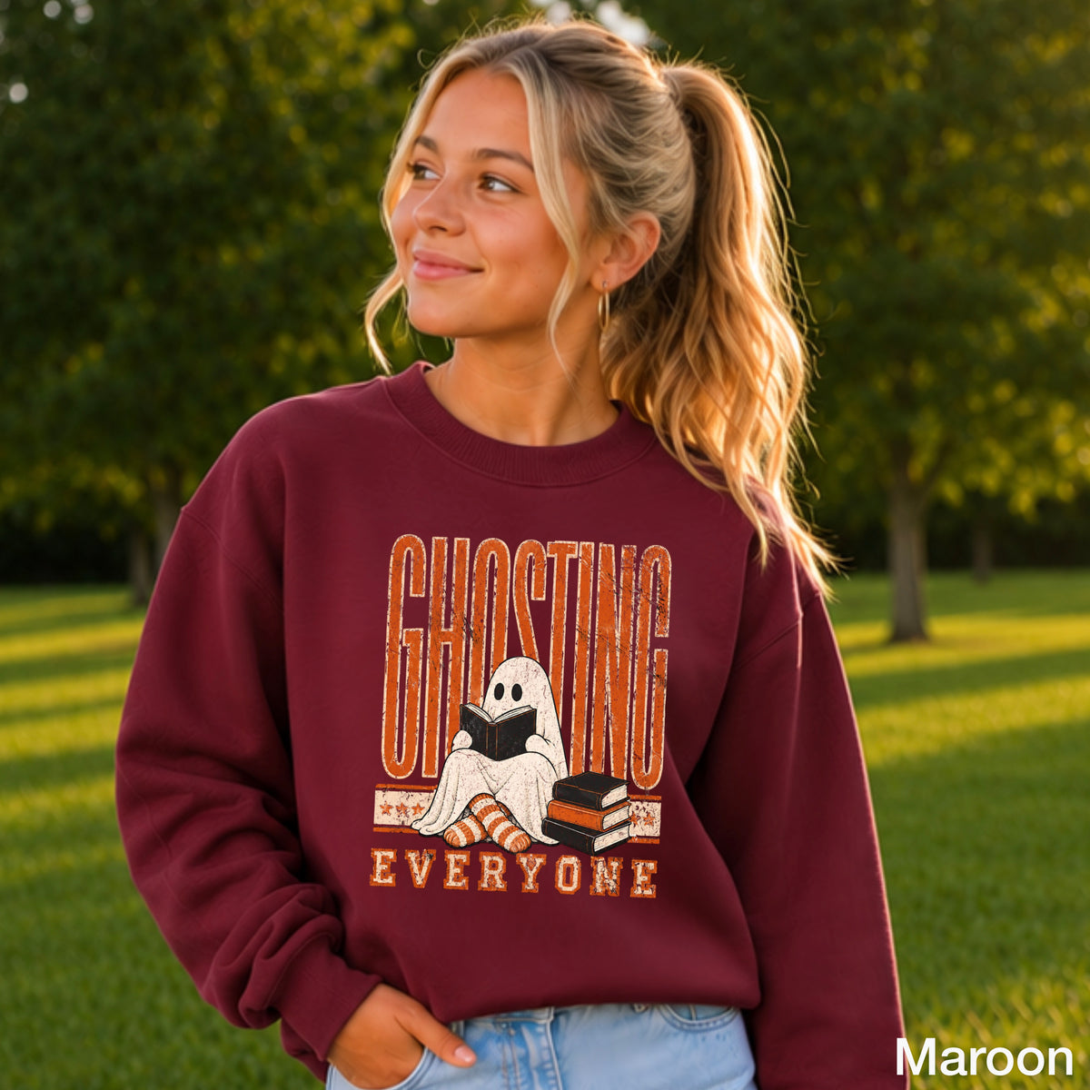 Ghosting Everyone Halloween Youth Crewneck Sweatshirt