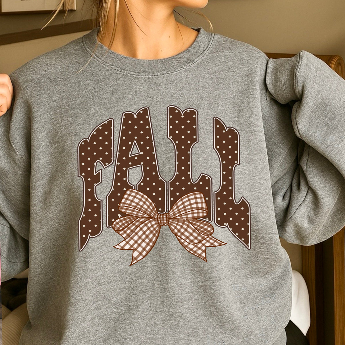 Fall Gingham Crewneck Sweatshirt