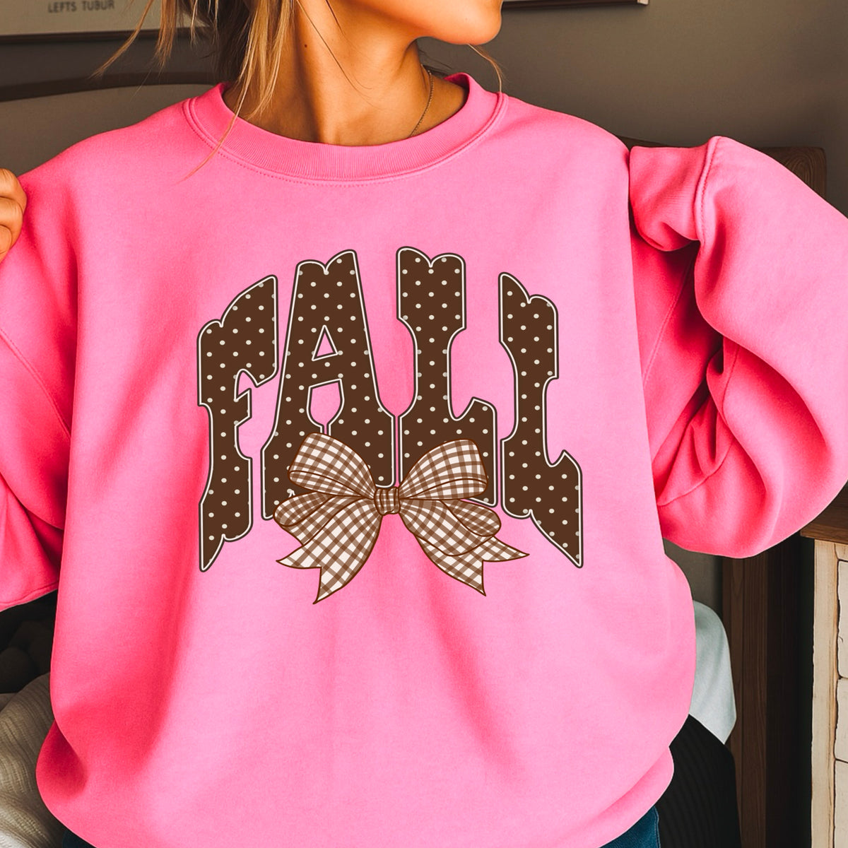 Fall Gingham Crewneck Sweatshirt