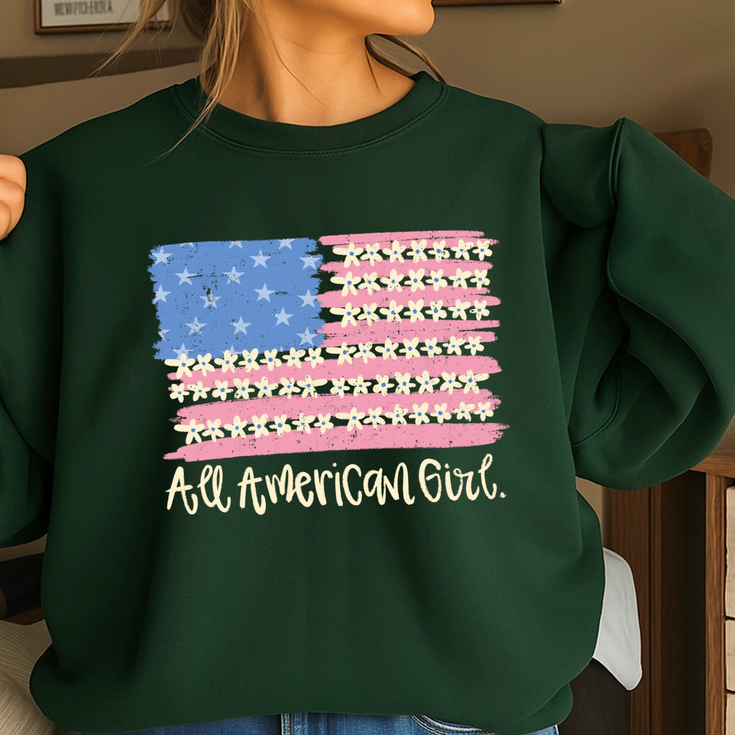All American Girl Crewneck Sweatshirt