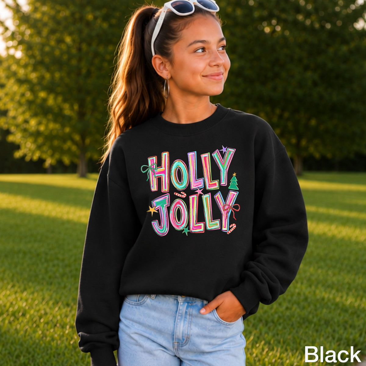 Holly Jolly Christmas Youth Crewneck Sweatshirt