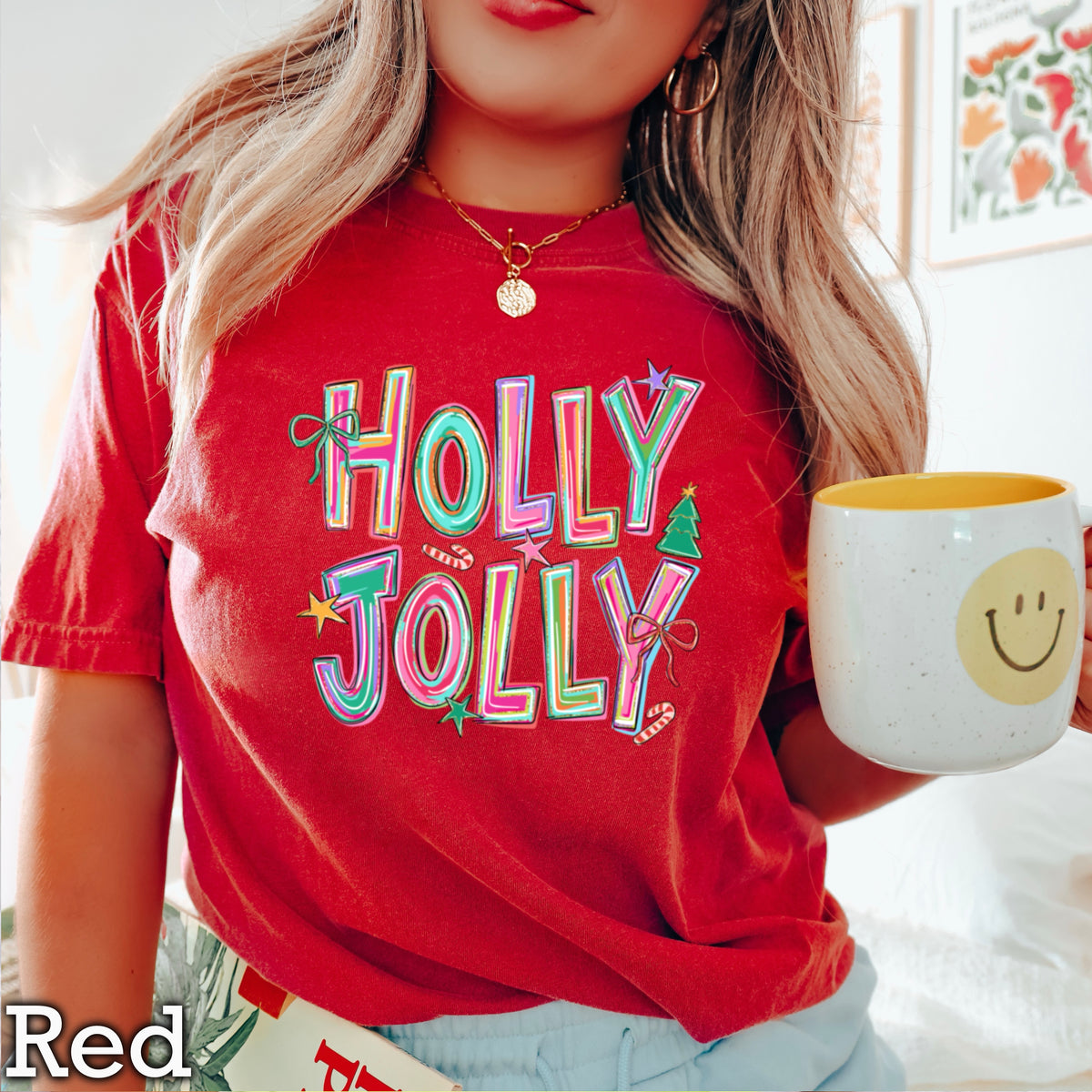 Holly Jolly Christmas Comfort Color Graphic Tee