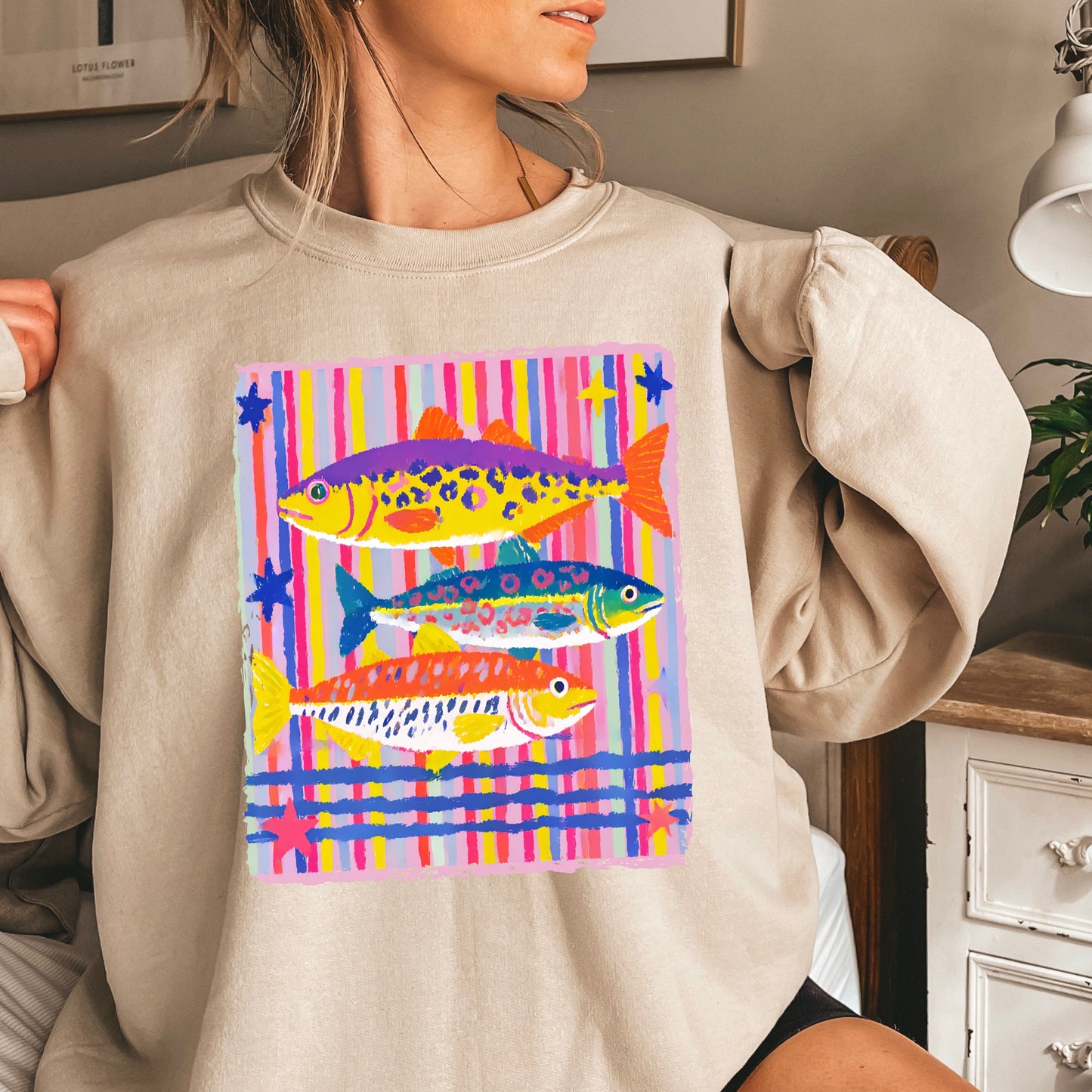 Preppy Fish Crewneck Sweatshirt