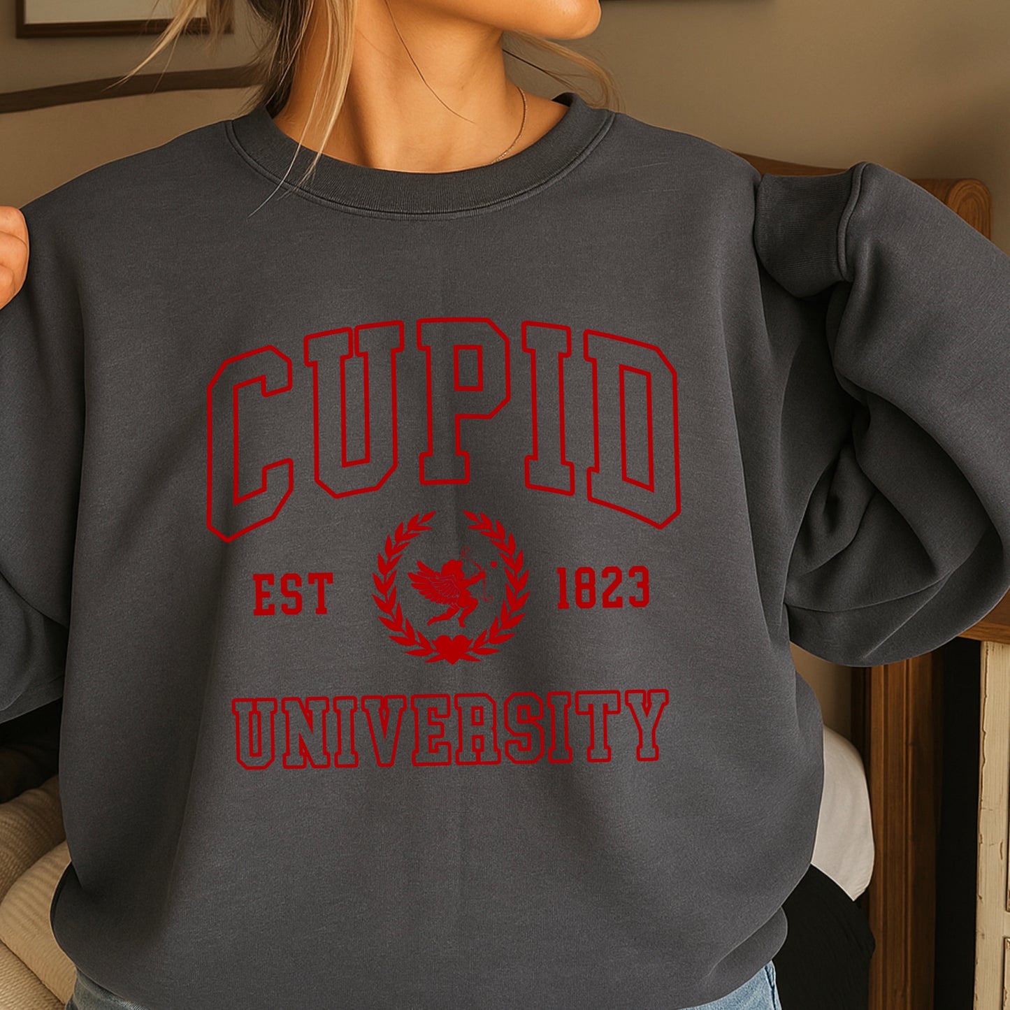 Cupid University Valentine’s Day Crewneck Sweatshirt