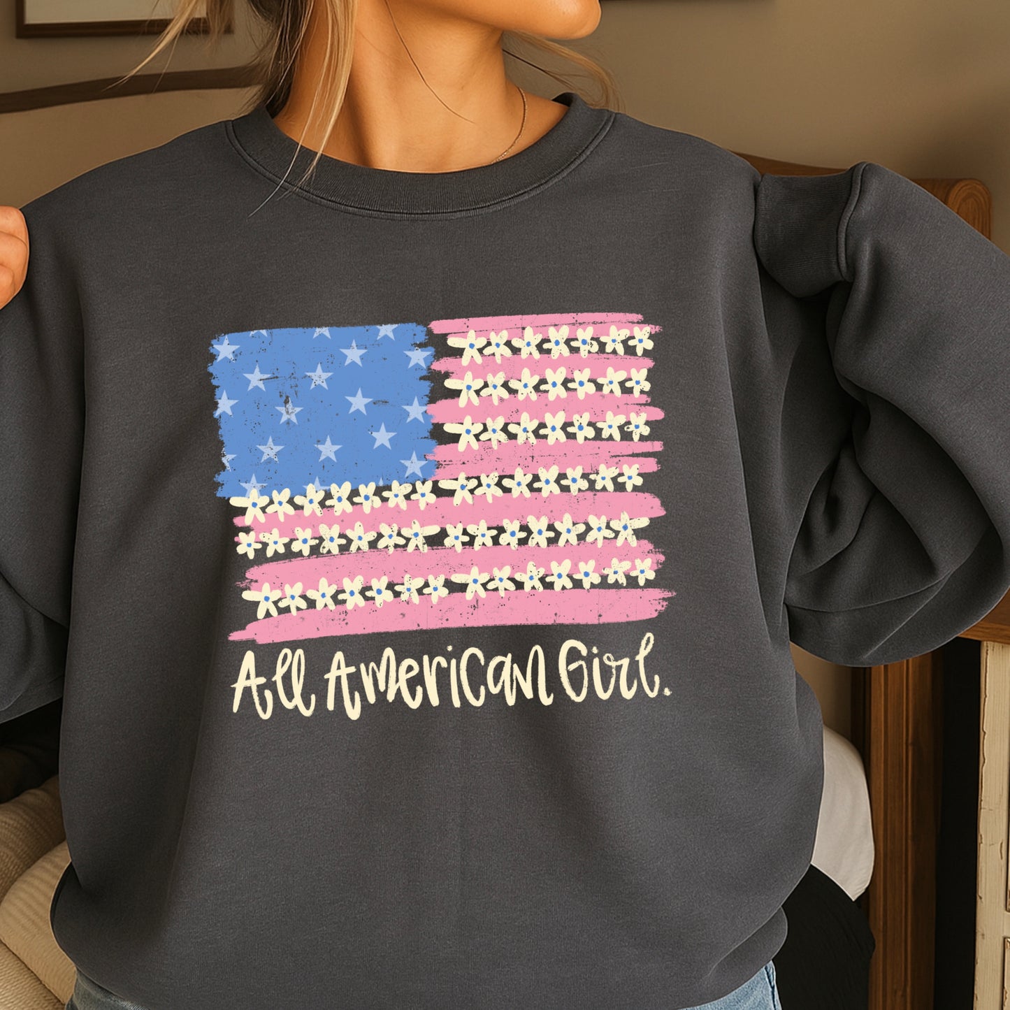 All American Girl Crewneck Sweatshirt