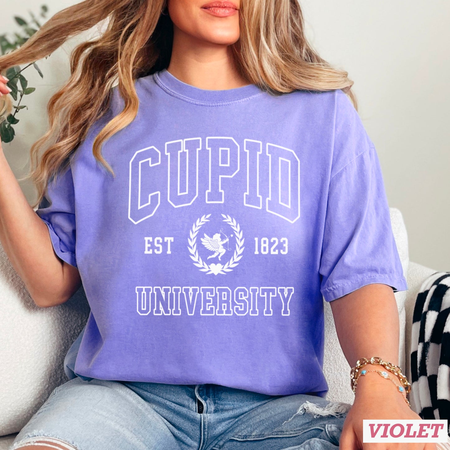 Cupid University Valentine’s Day Comfort Color Graphic Tee
