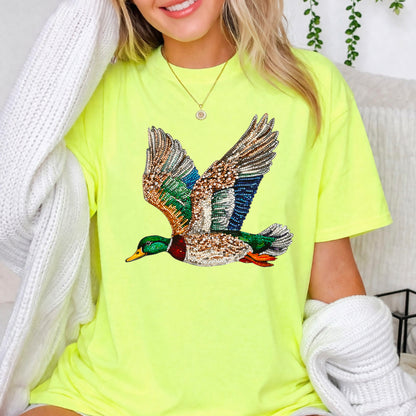 Faux Rhinestone Mallard Duck Comfort Color Graphic Tee