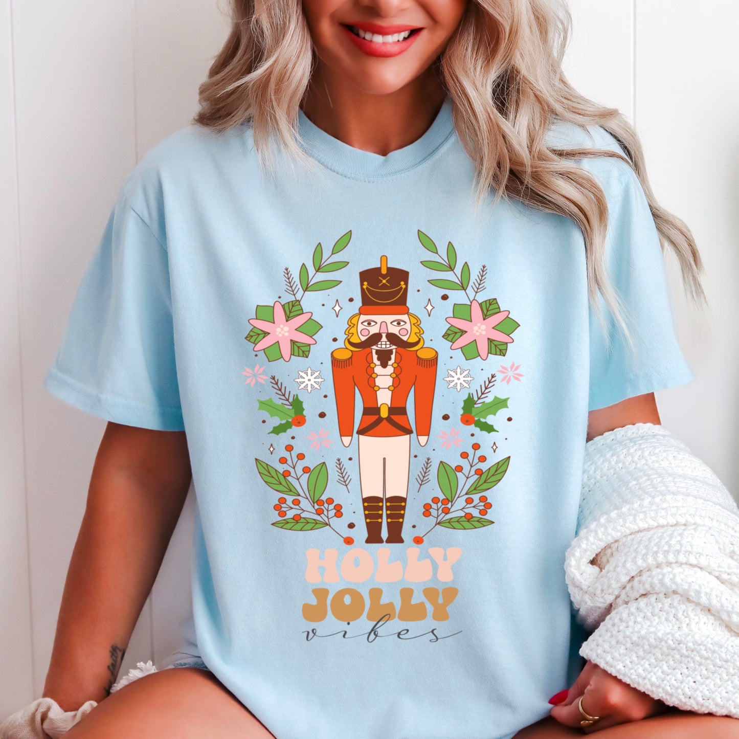 Holly Jolly Vibes Nutcracker Comfort Color Graphic Tee