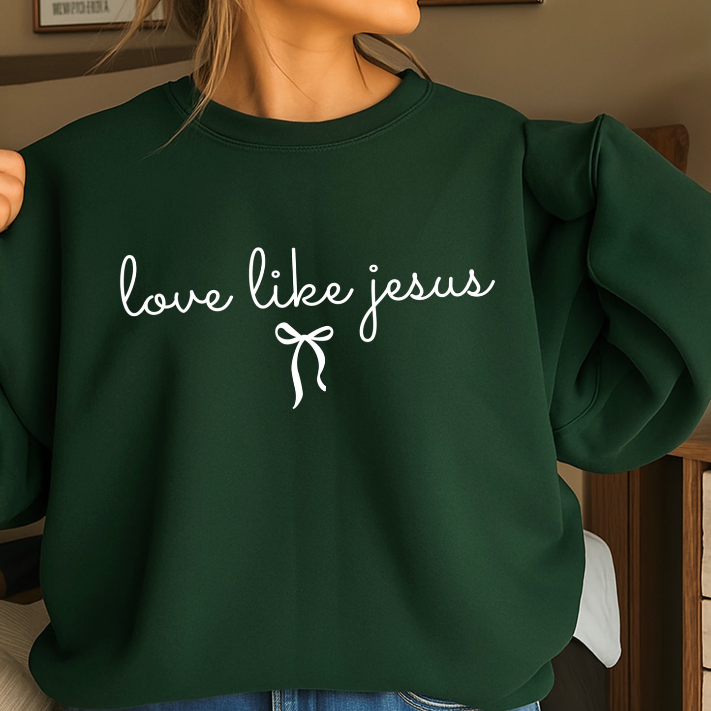 Love Like Jesus Christian Graphic Crewneck Sweatshirt