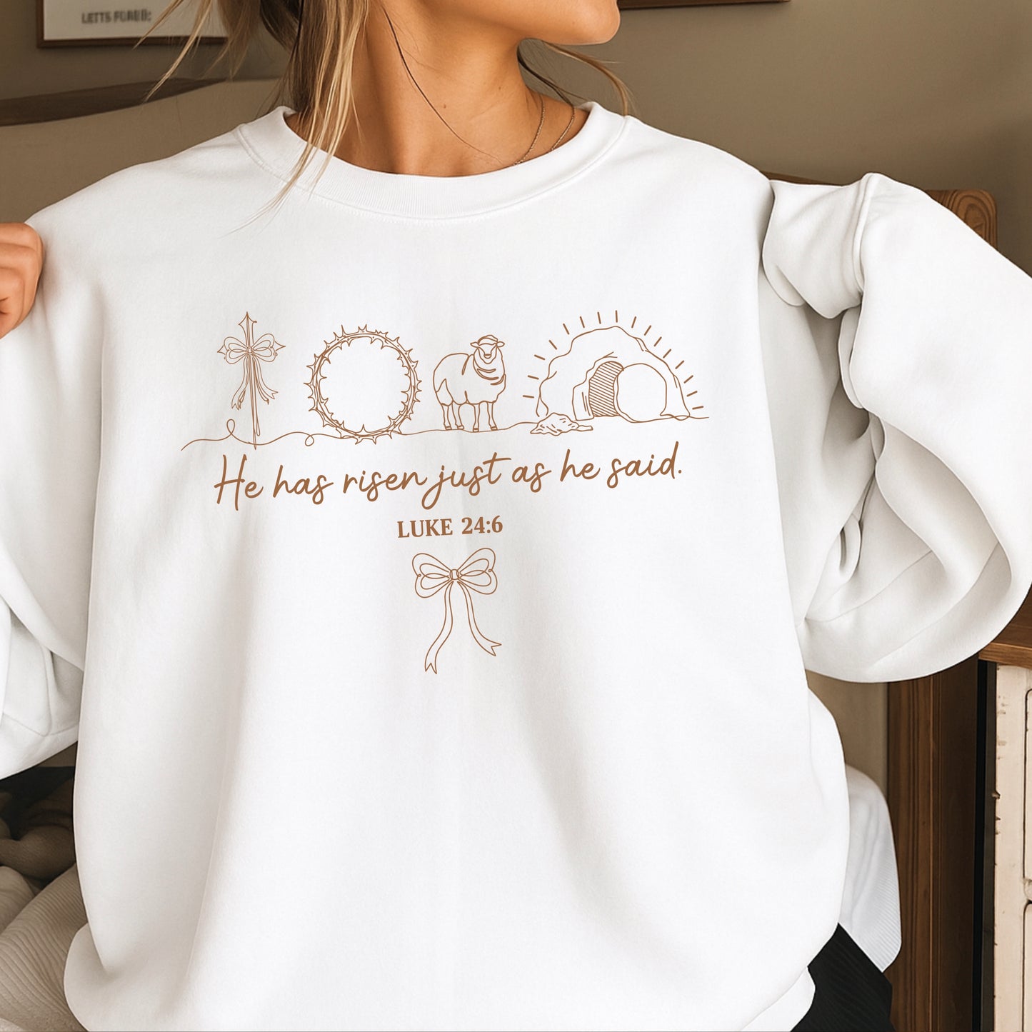 He Is Risen Easter Crewneck Sweatshirt