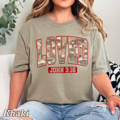 Camo John 3:16 Valentine’s Day Comfort Color Graphic Tee