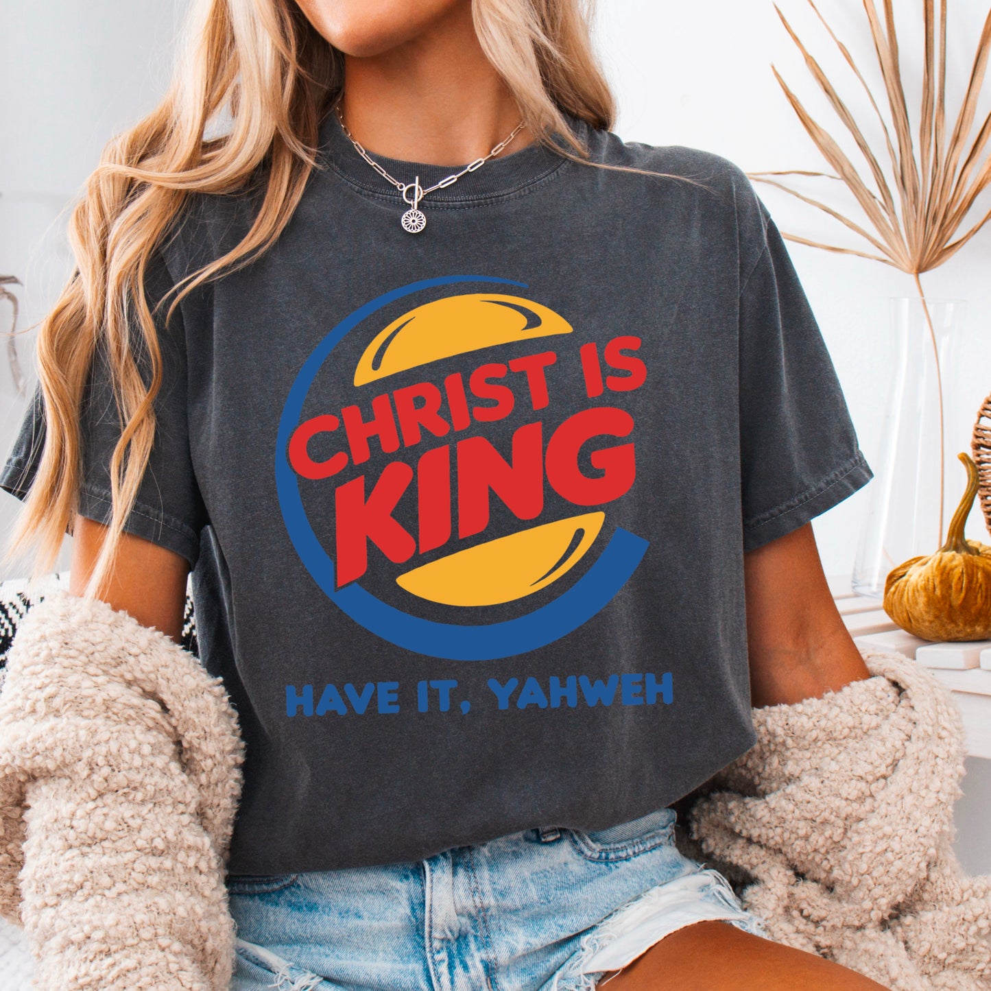 Christ Is King Christian Comfort Color Graphic Tee