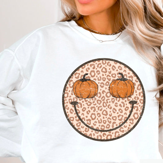 Leopard Face Pumpkin Crewneck Sweatshirt