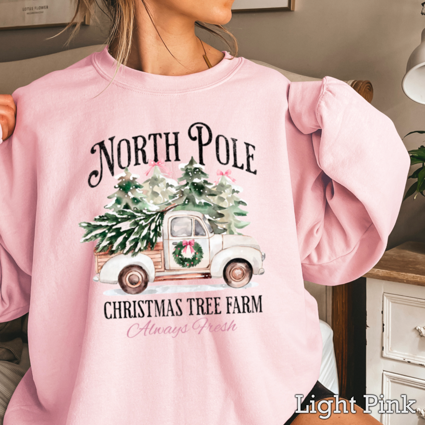 North Pole Christmas Tree Farm Graphic Crewneck Sweatshirt