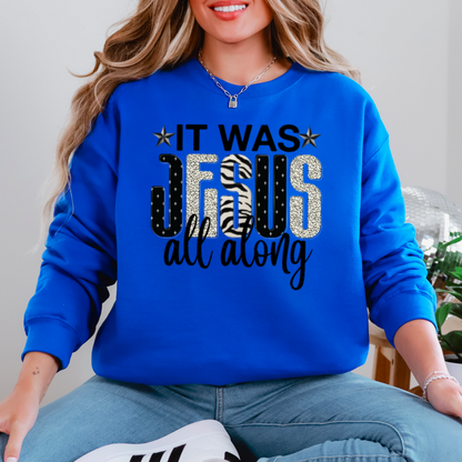 It Was Jesus All Along Graphic Crewneck Sweatshirt