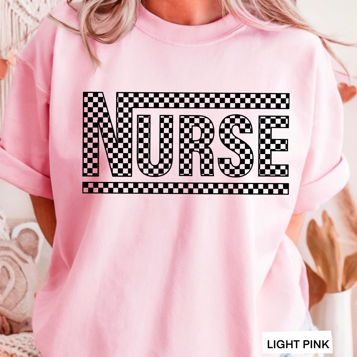 Checkered Nurse Screen Print Transfer