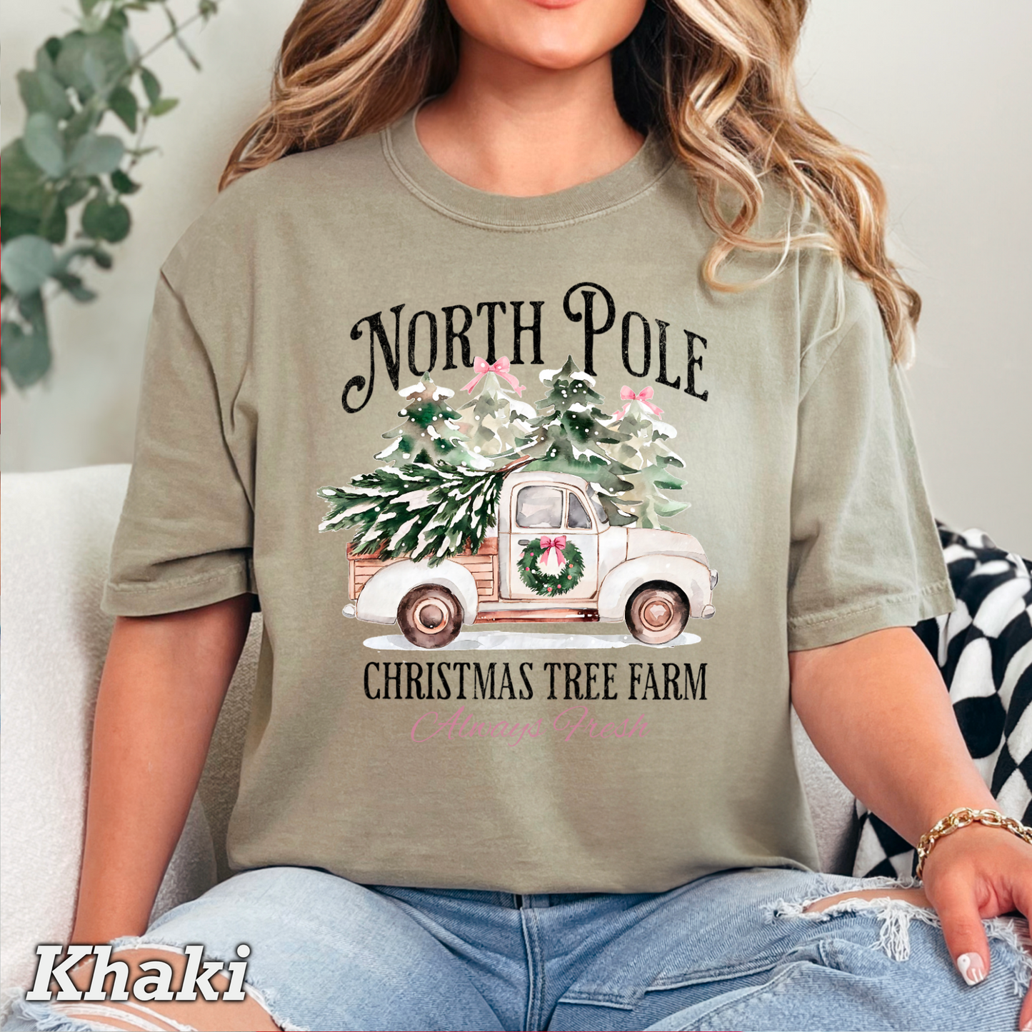 North Pole Christmas Tree Farm Comfort Color Graphic Tee