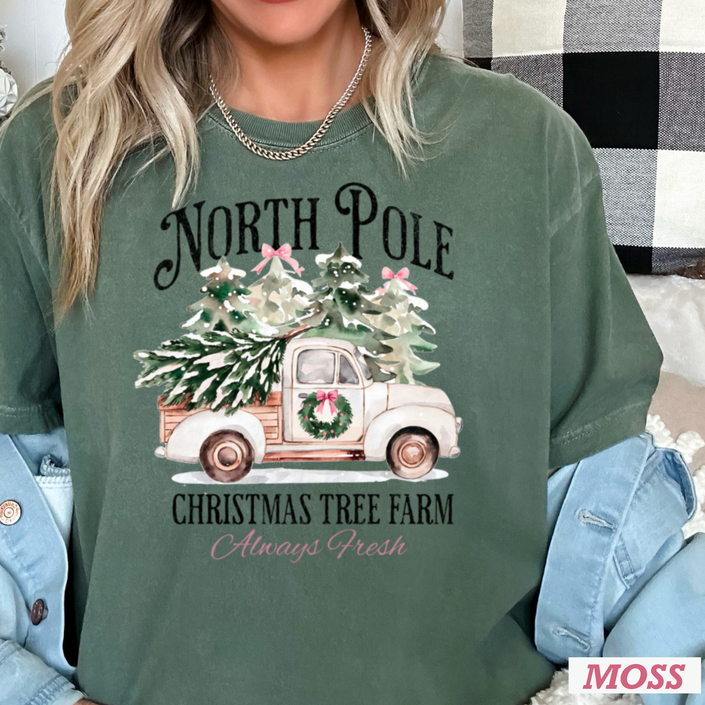 North Pole Christmas Tree Farm Comfort Color Graphic Tee