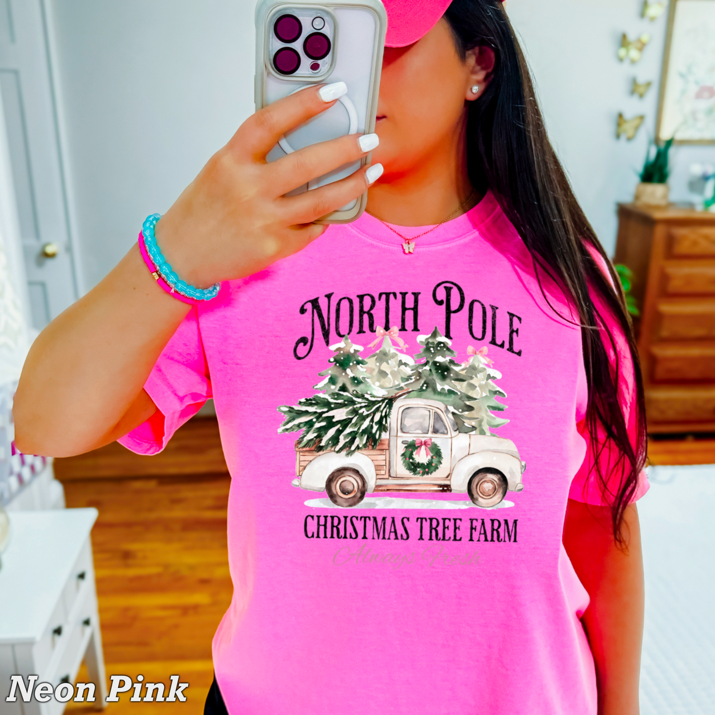 North Pole Christmas Tree Farm Comfort Color Graphic Tee