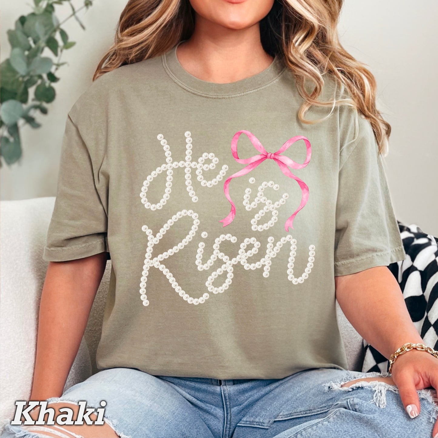 He Is Risen Easter Comfort Color Graphic Tee
