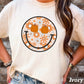 Floral Pumpkin Face Comfort Color Graphic Tee