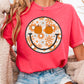 Floral Pumpkin Face Comfort Color Graphic Tee