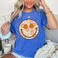 Floral Pumpkin Face Comfort Color Graphic Tee