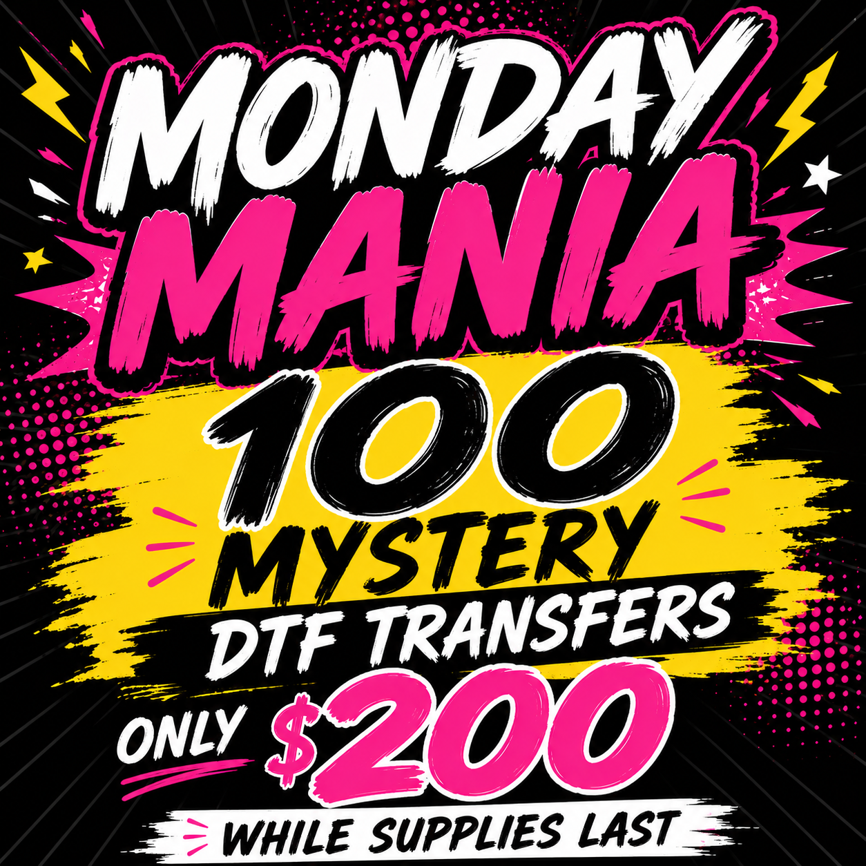 Monday Mania Mystery DTF Transfers