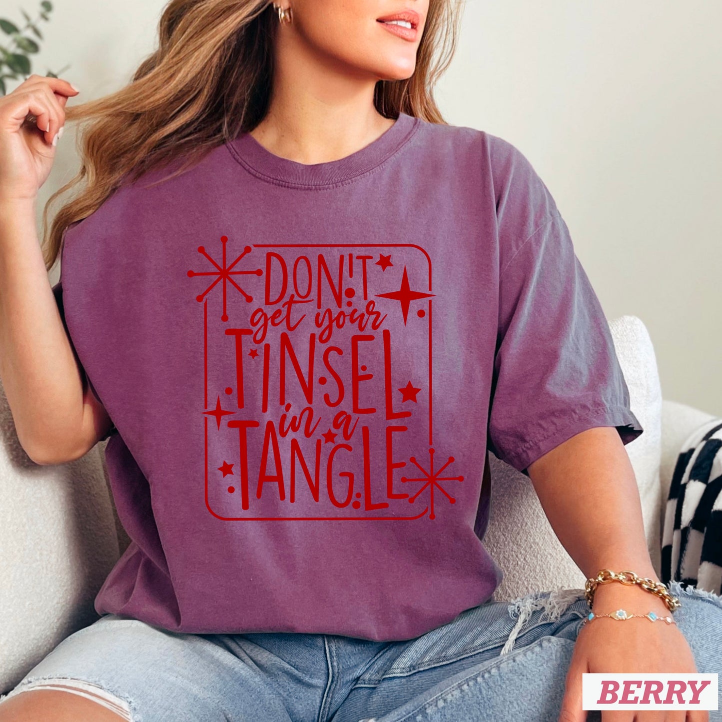 Don’t Get Your Tinsel In A Tangle Comfort Color Graphic Tee WS Closes 10/6