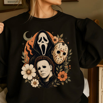 Floral Halloween Characters Crewneck Sweatshirt