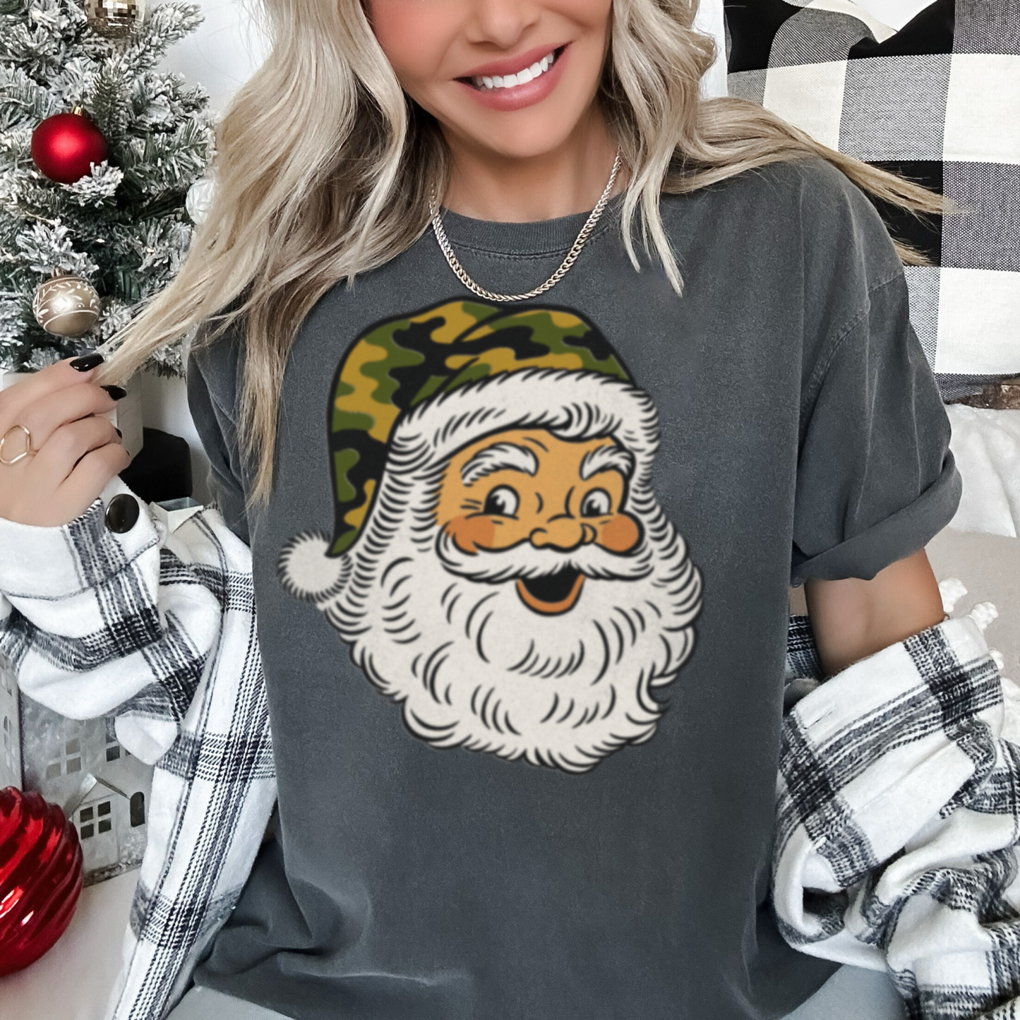 Camo Santa Comfort Color Graphic Tee