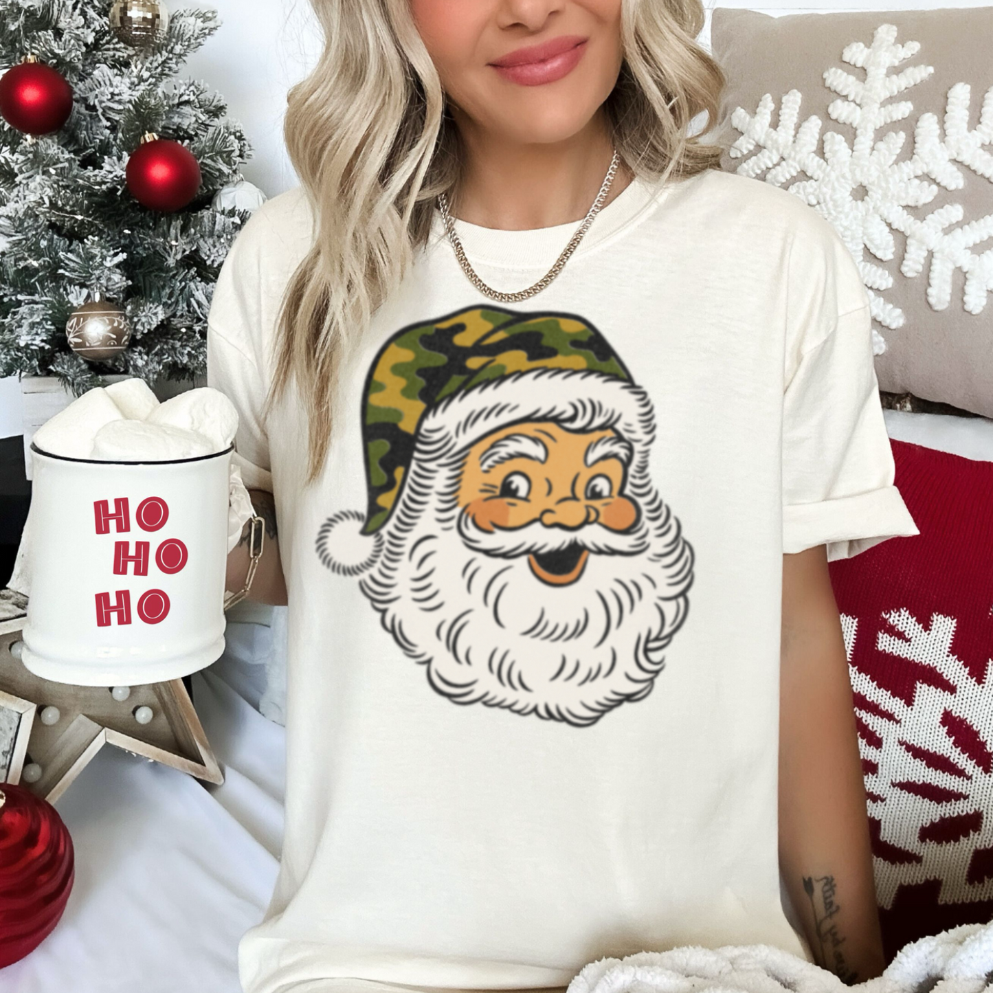 Camo Santa Comfort Color Graphic Tee