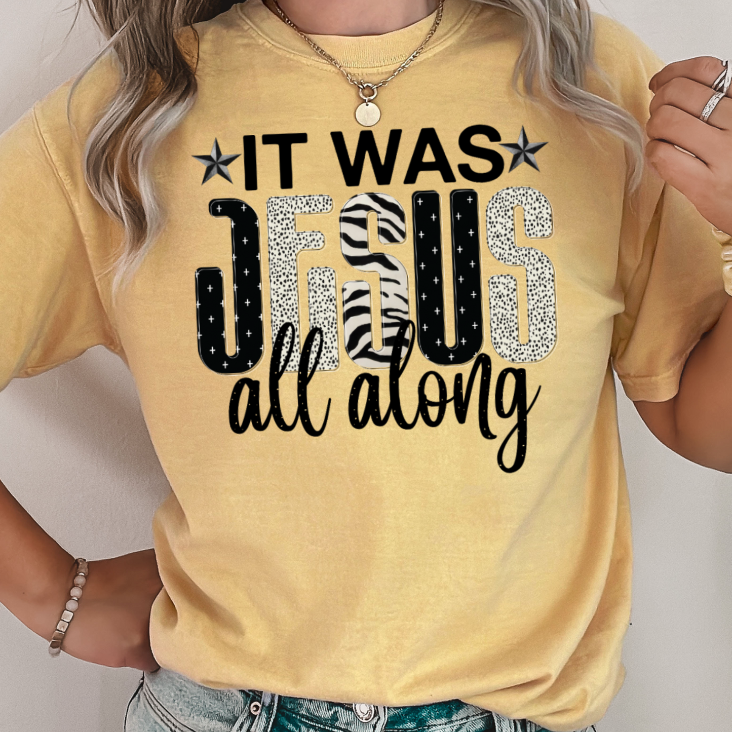 It Was Jesus All Along Comfort Color Graphic Tee