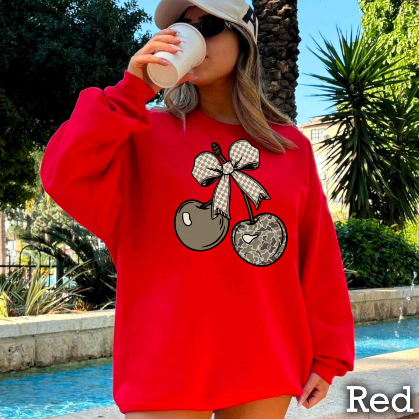 Camo Cherries Crewneck Sweatshirt