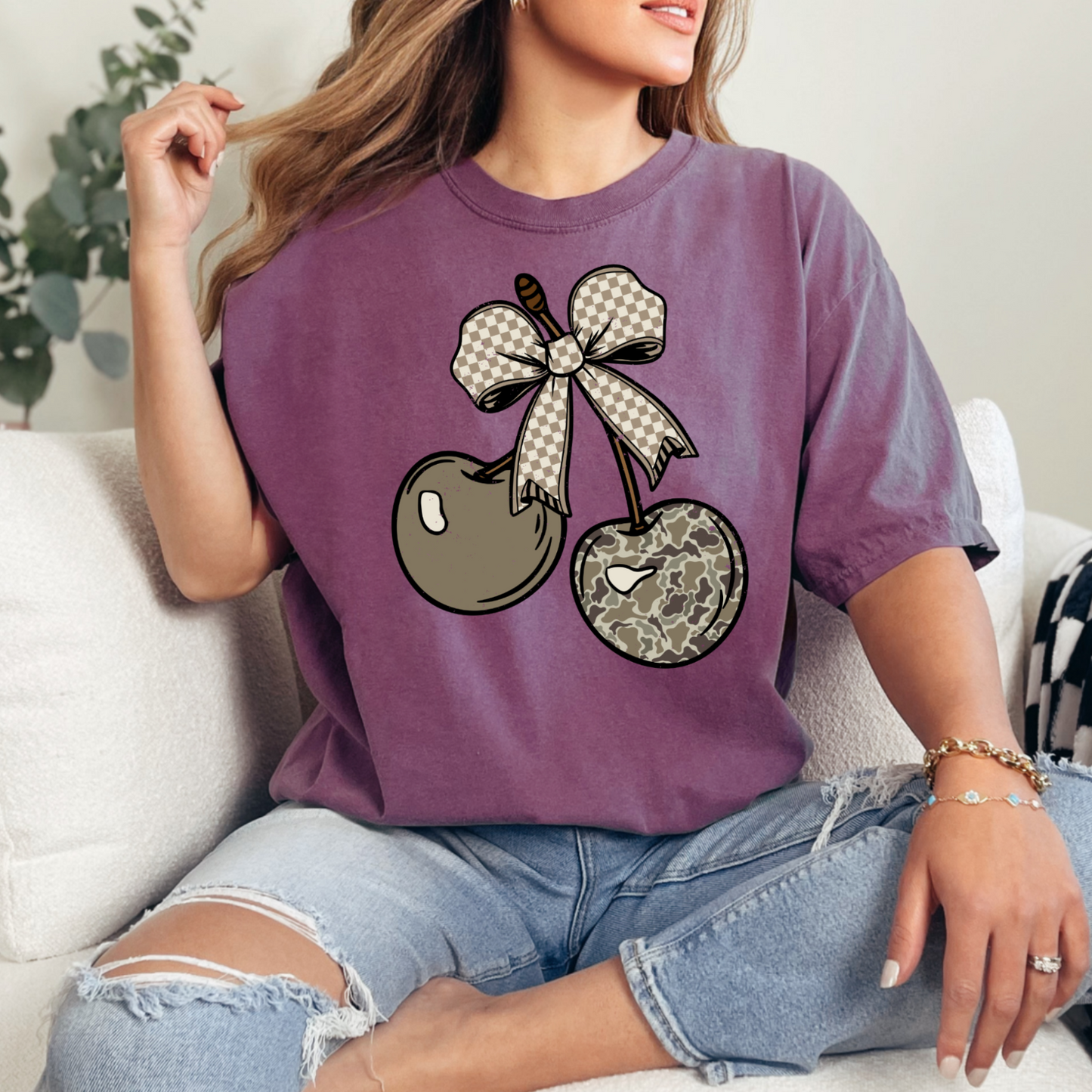 Camo Cherries Comfort Color Graphic Tee