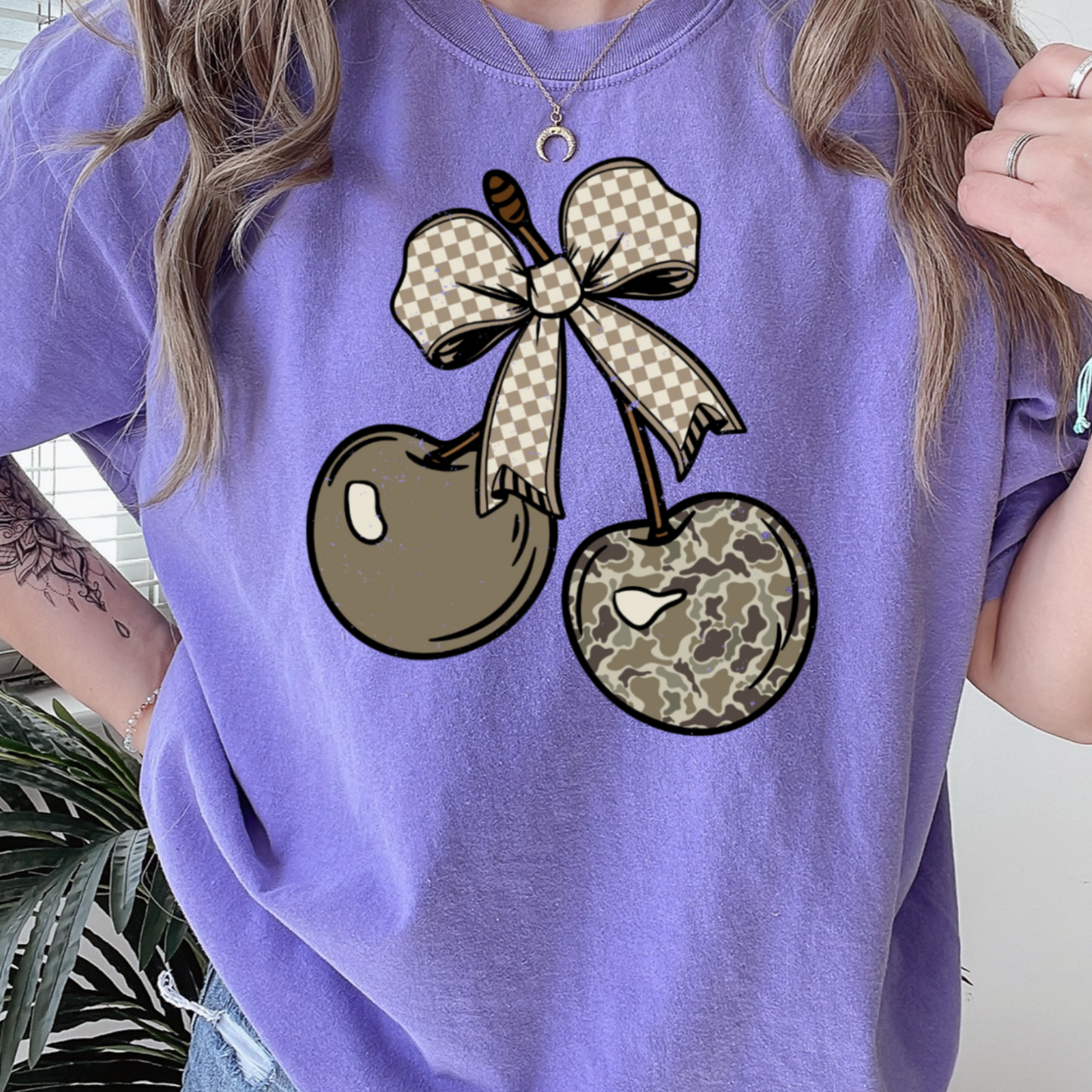 Camo Cherries Comfort Color Graphic Tee