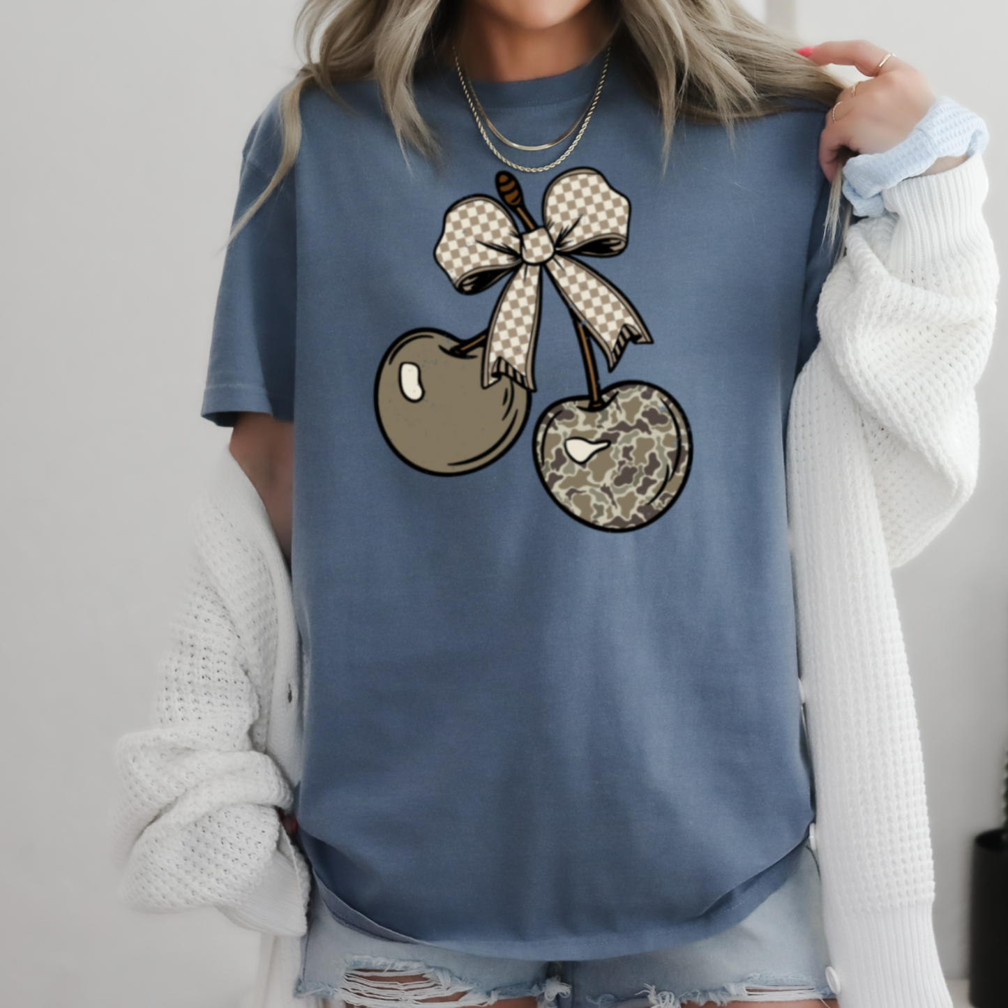 Camo Cherries Comfort Color Graphic Tee