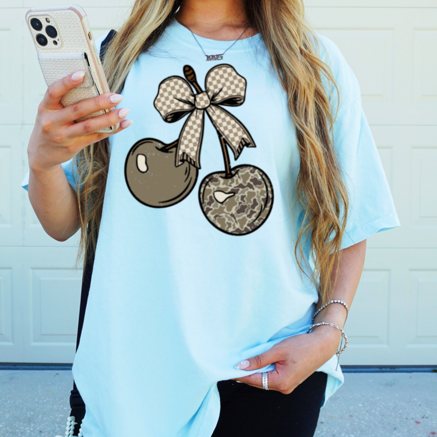 Camo Cherries Comfort Color Graphic Tee