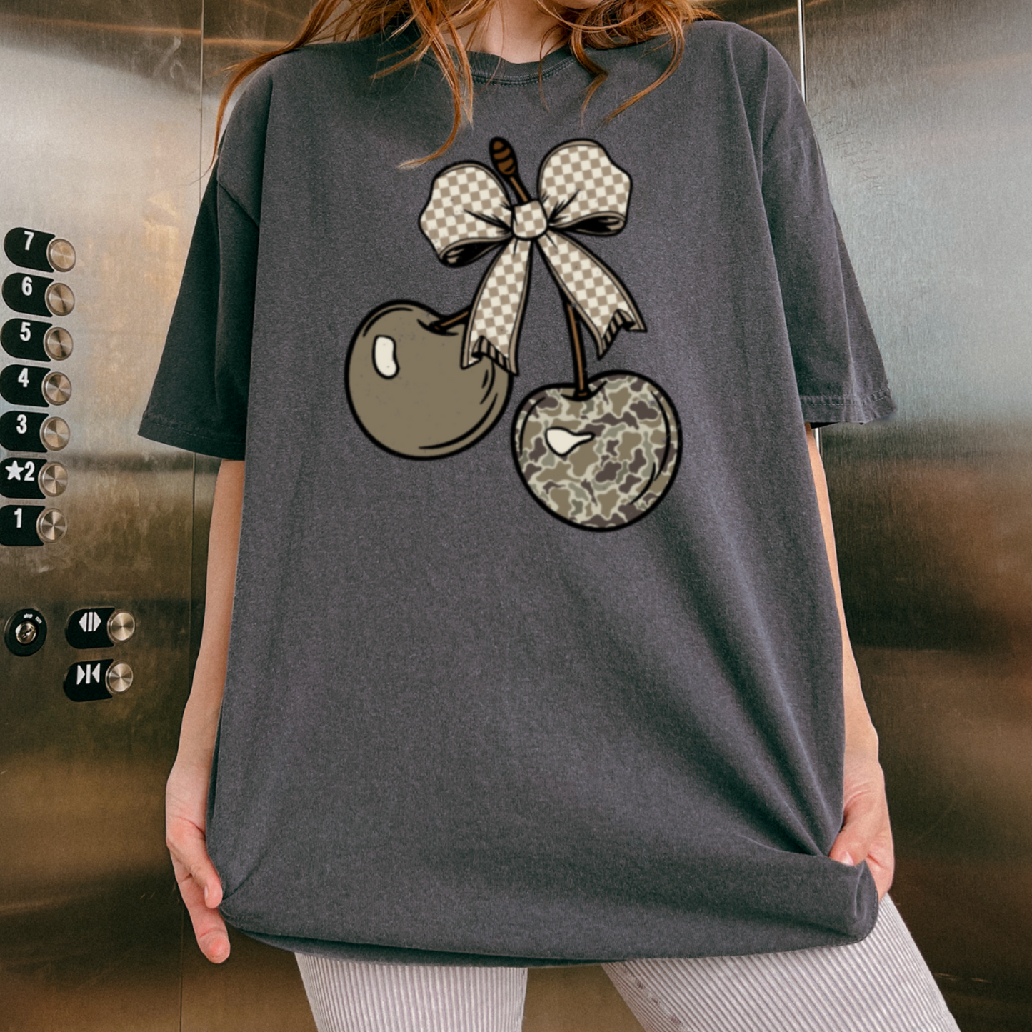 Camo Cherries Comfort Color Graphic Tee