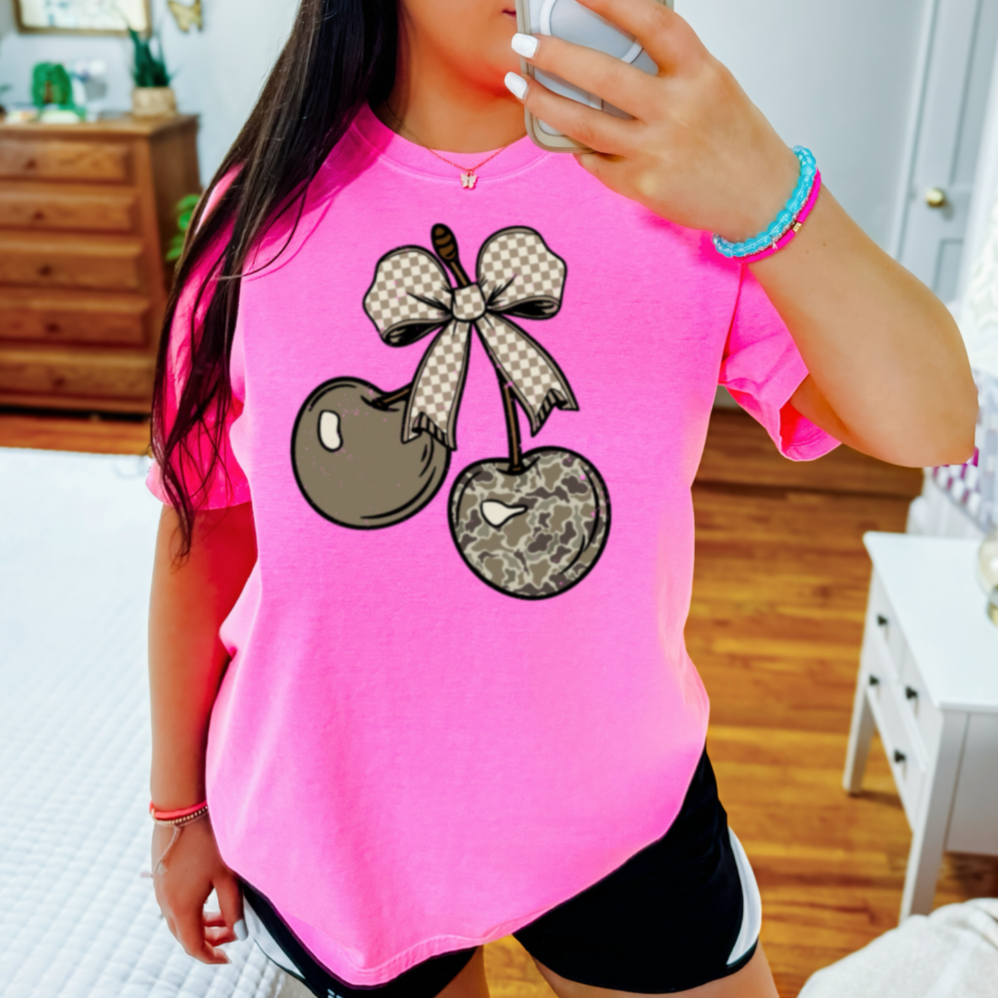 Camo Cherries Comfort Color Graphic Tee
