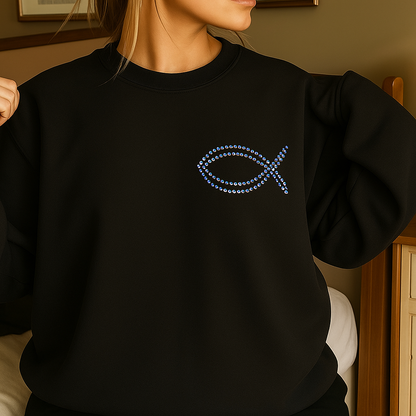 Christian Fish Rhinestone Transfer
