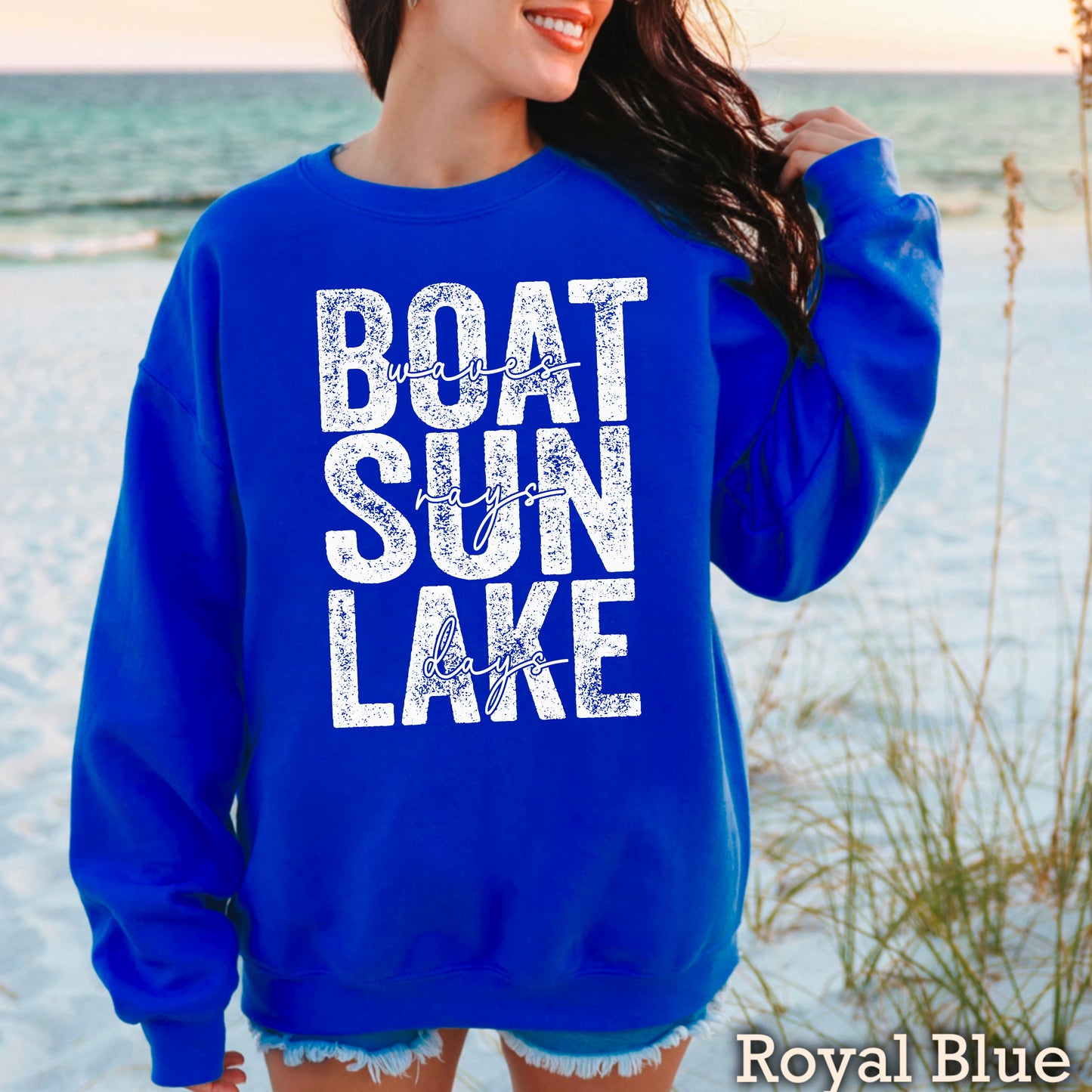 Boat Waves Sun Rays Lake Days Screen Print Transfer