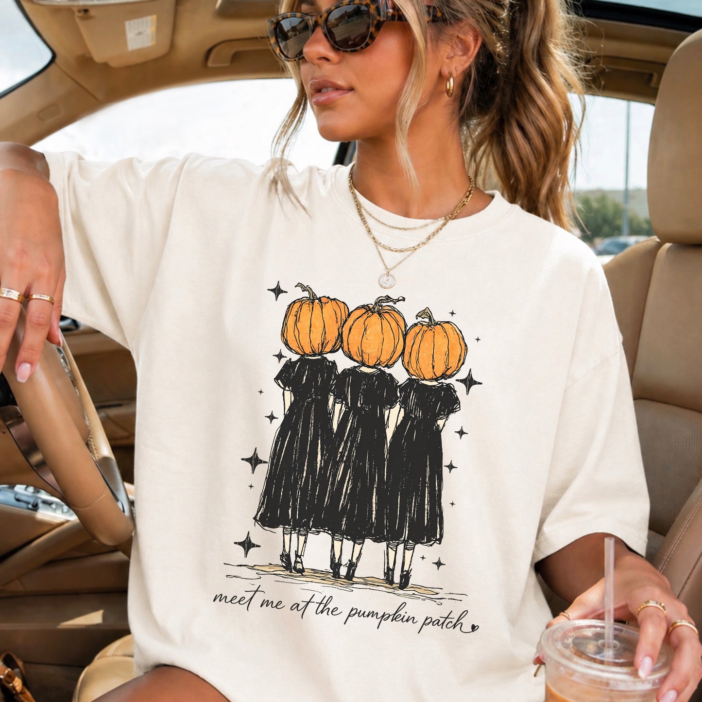 Meet Me At The Pumpkin Patch Halloween Comfort Color Graphic Tee