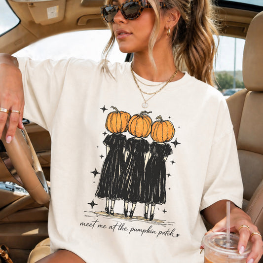 Meet Me At The Pumpkin Patch Halloween Comfort Color Graphic Tee