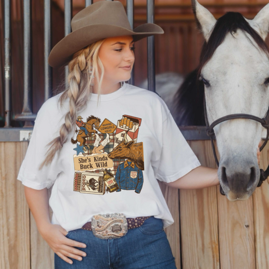She’s Kinda Buck Wild Comfort Color Graphic Tee
