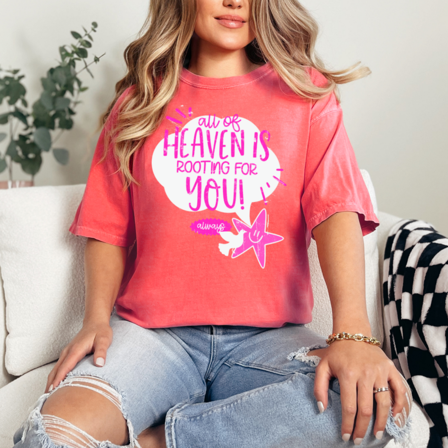 All Of Heaven Is Rooting For You Comfort Color Graphic Tee